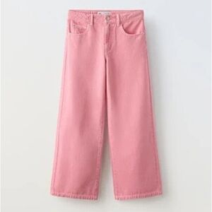 Zara NWT  pink girls jeans size 11-12 midrise wide leg
